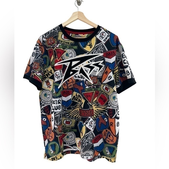 Bass by Ron Bass Graphic Short Sleeve Shirt Embroidered Logo - Picture 1 of 6